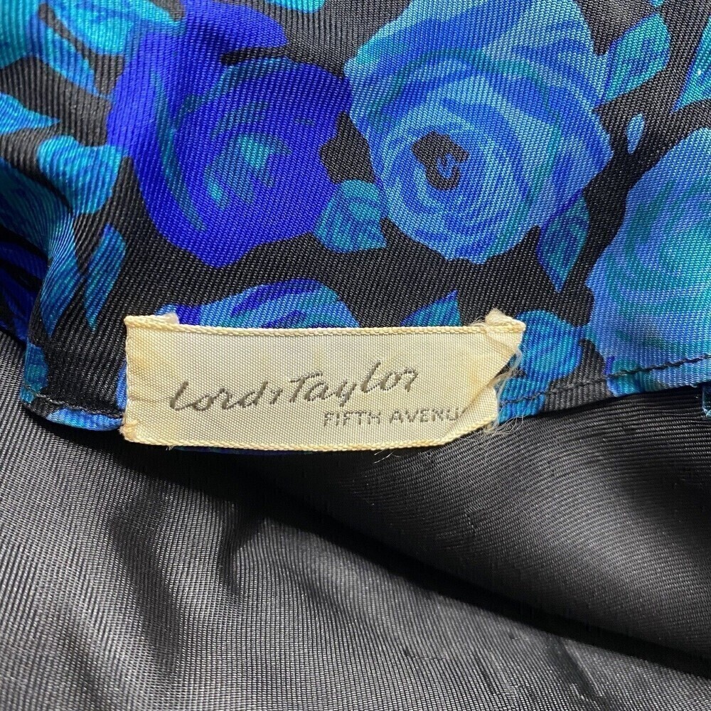 Vintage 60s Womens Dress Abe Schrader for Lord and Taylor Blue Roses Cocktail - Picture 4 of 6